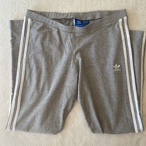 Grey Adidas Striped Leggings Size Large